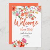 おしゃれボヘミアングラデュエーション写真カード – オレンジの花 招待状 (正面/裏面)