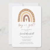 おしゃれボヘミアンパステルブラウン虹色ベイビーシャワー 招待状 (正面)