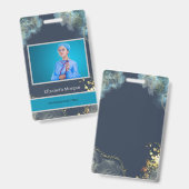 おしゃれボヘミアンブルーの社員証 バッジ (正面＆裏面)