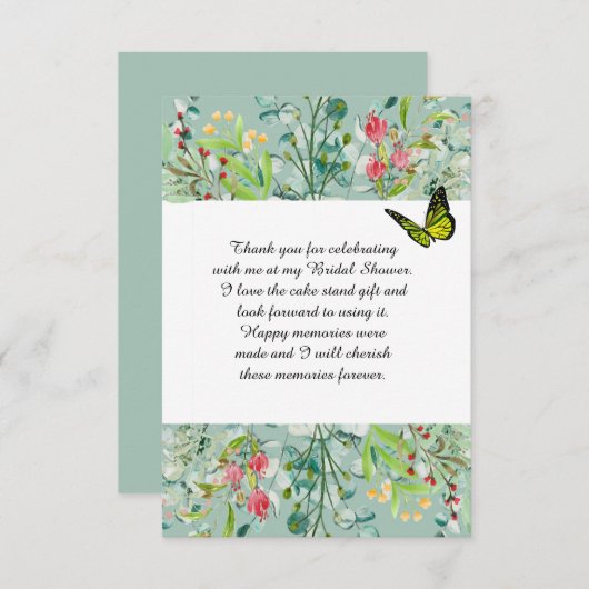 おしゃれボヘミアンワイルドフラワーブライダルシャワー感謝カード サンキューカード (正面/裏面)