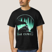 おしゃれポーラーエクスプレス列車メンズブラック Tシャツ (正面)