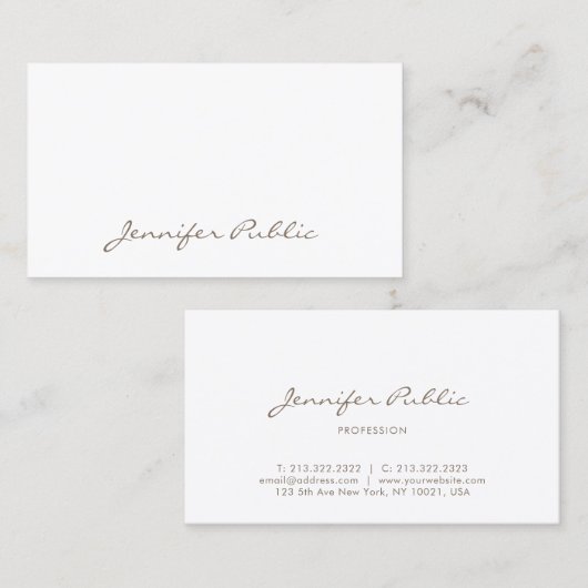 おしゃれモダンなプロフェッショナルかわいいクリーンなプレーン 名刺 (正面/裏面)