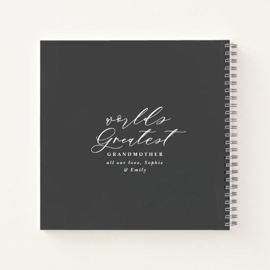 おしゃれモダンな葉エレガントの多いリースの写真の祖母 ノートブック (裏面)