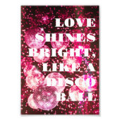 おしゃれレトロなディスコボールピンクの壁アート フォトプリント            (正面)