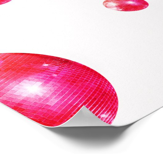 おしゃれレトロなディスコボール ピンクとオレンジ ポスター (角)