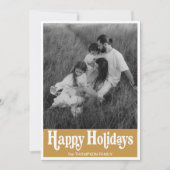 おしゃれレトロタイポグラフィー ゴールド フォト ハッピー シーズンカード (正面)