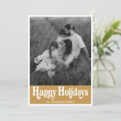 おしゃれレトロタイポグラフィー ゴールド フォト ハッピー シーズンカード (スタンド正面)