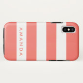 おしゃれ女子のためのラビングコーラルストライプ柄カスタムデザイン Case-Mate iPhoneケース (裏面(横))