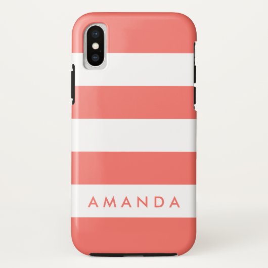 おしゃれ女子のためのラビングコーラルストライプ柄カスタムデザイン Case-Mate iPhoneケース (裏面)