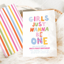 おしゃれ女子は1歳になるのが夢 Retro + Preppy 1st Birthday 招待状