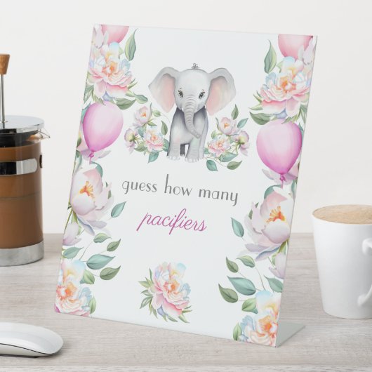 おしゃれ屋の数を推測ベビーゾウ牡丹 台座サイン (インサイチュ)