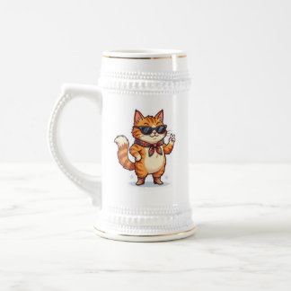 おしゃれ猫マグ カフェインのある猫の日々 ビールジョッキ