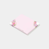 おしゃれ かわいい 花柄 の ガーリー デザイン - 名前入り ポストイット (アングル)