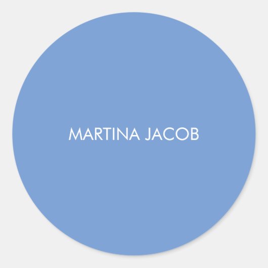 おしゃれ エレガント シンプル スタイリッシュ ブルー ミニマリスト ネーム ラウンドシール (正面)