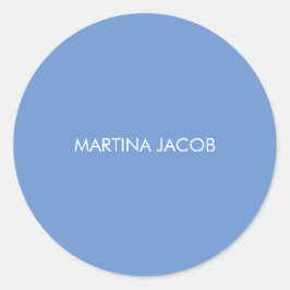 おしゃれ エレガント シンプル スタイリッシュ ブルー ミニマリスト ネーム ラウンドシール
