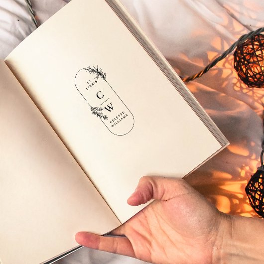 おしゃれ エレガント ボタニカル エクスリブリス イニシャル 名前 ラバースタンプ