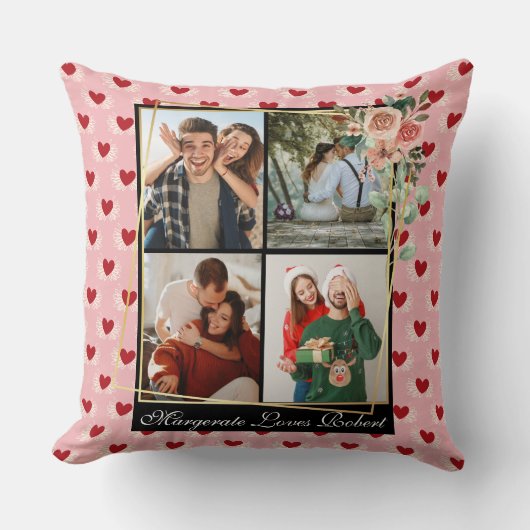 おしゃれ カップル 4 フォト モダン エレガント お気に入り クッション (正面)
