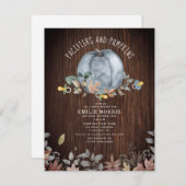 おしゃれ+カボチャ秋ウッドボーイベビーシャワー 招待状 (正面/裏面)