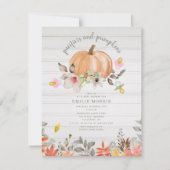 おしゃれ+カボチャ秋ホワイトウッドガール 招待状 (正面)