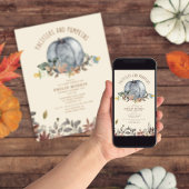 おしゃれ+カボチャ秋秋の男の子ベビーシャワー 招待状