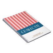 おしゃれ カラフル ストライプ イニシャルオリジナル ノートブック (右側)