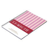 おしゃれ カラフル ストライプ イニシャル名入れ ノートブック (左側)