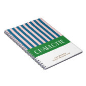 おしゃれ カラフル ストライプ イニシャル ノートブック (右側)