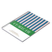 おしゃれ カラフル ストライプ イニシャル ノートブック (左側)