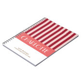 おしゃれ カラフル ストライプ 個人名入れモノグラム ノートブック (左側)