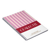 おしゃれ カラフル ストライプ 個人名入れ ノートブック (右側)