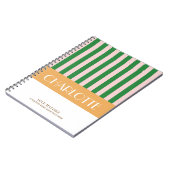 おしゃれ カラフル ストライプ 個人名入れ ノートブック (左側)