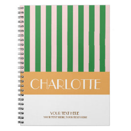 おしゃれ カラフル ストライプ 個人名入れ ノートブック