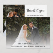 おしゃれ クラシック トレンディー ウェディング フォト 花嫁と花婿 サンキューカード (正面/裏面)