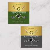 おしゃれ シンプル エレガント ゴルフ モノグラム 名刺 (正面/裏面)