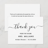 おしゃれ スタイリッシュ トレンディー テキスト ブライダルシャワー 未来のミセス サンキューカード (正面/裏面)