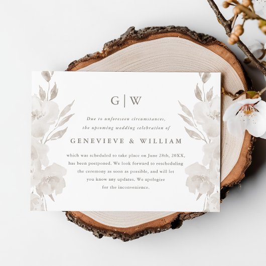 おしゃれ ニュートラル フラワー ウェディング 延期のお知らせ