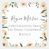 おしゃれ ニュートラル 花 フレーム 宛名 スクエアシール (正面)