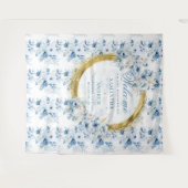 おしゃれ ボヘミア パステル ブルー ゴールド ウェディング フォト プロップ タペストリー (正面(横))