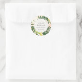 おしゃれ ボーホー バラ色 緑色 熱帯のヤシの葉 ビーチ ラウンドシール (バッグ)