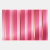 おしゃれ ポッシュ ブッシュ ピンクとゴールドのストライプ ラッピングペーパーシート (正面3)