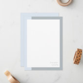 おしゃれ ミニマル オーダーメイド 名前 青 灰色 ノートカード (正面/裏面インサイチュ)