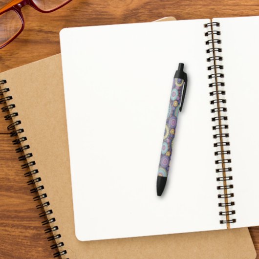 おしゃれ モダン スタイリッシュ ネイビーブルー 幾何学模様 黒ボールペン