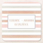 おしゃれ モダン ニュートラル ストライプ オーダーメイド スクエアペーパーコースター (正面)