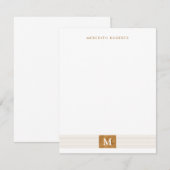 おしゃれ モダン ミニマル カッパーフォイル モノグラム ノートカード (正面/裏面)