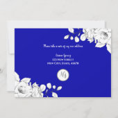 おしゃれ モダン ロイヤルブルー 白 花 引越しました 案内状 (裏面)