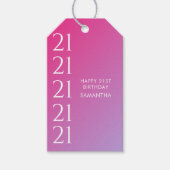 おしゃれ モダン 大胆 ピンク グラデーション 21歳 誕生日 ギフトタグ (正面)