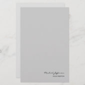 おしゃれ ユニーク スクリプト カリグラフィー 名前 グレー 便箋 (正面/裏面)