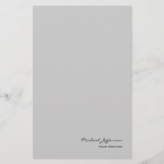 おしゃれ ユニーク スクリプト カリグラフィー 名前 グレー 便箋 (正面)