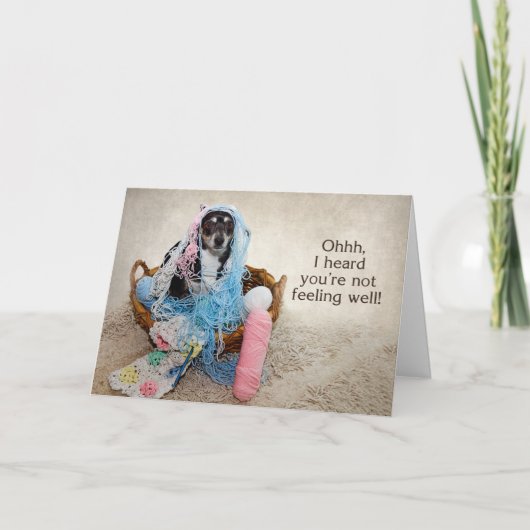 おしゃれ – 犬が糸に絡み合う カード (正面)