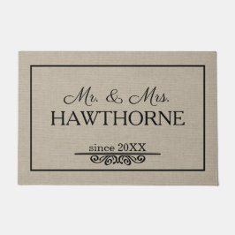 おしゃカスタムれなカエレガントップル名と日付 ドアマット